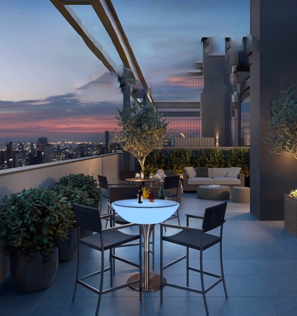 Стол светящийся круглый на металическом основании 80х80х56